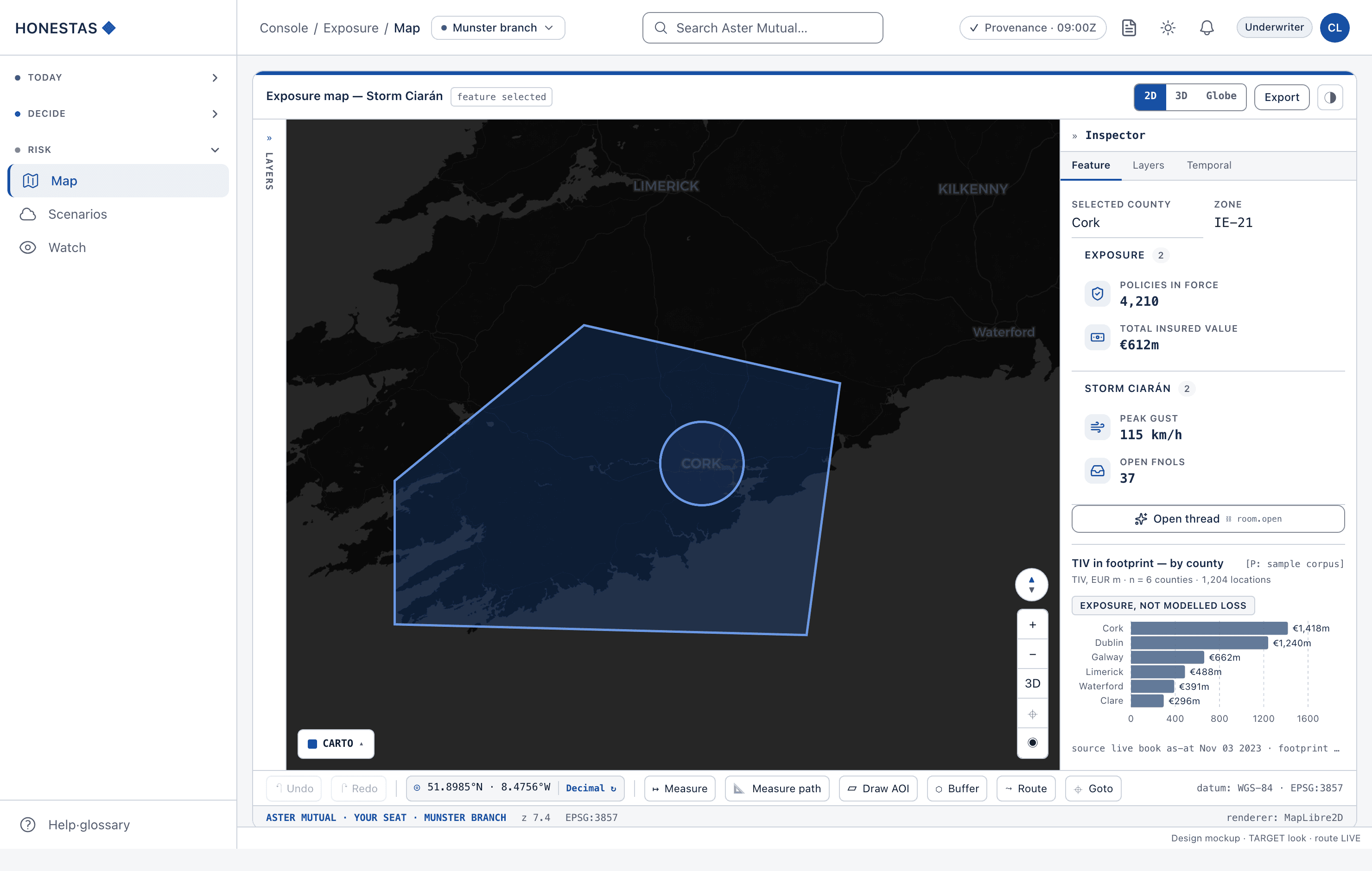 Exposure map — feature inspector
