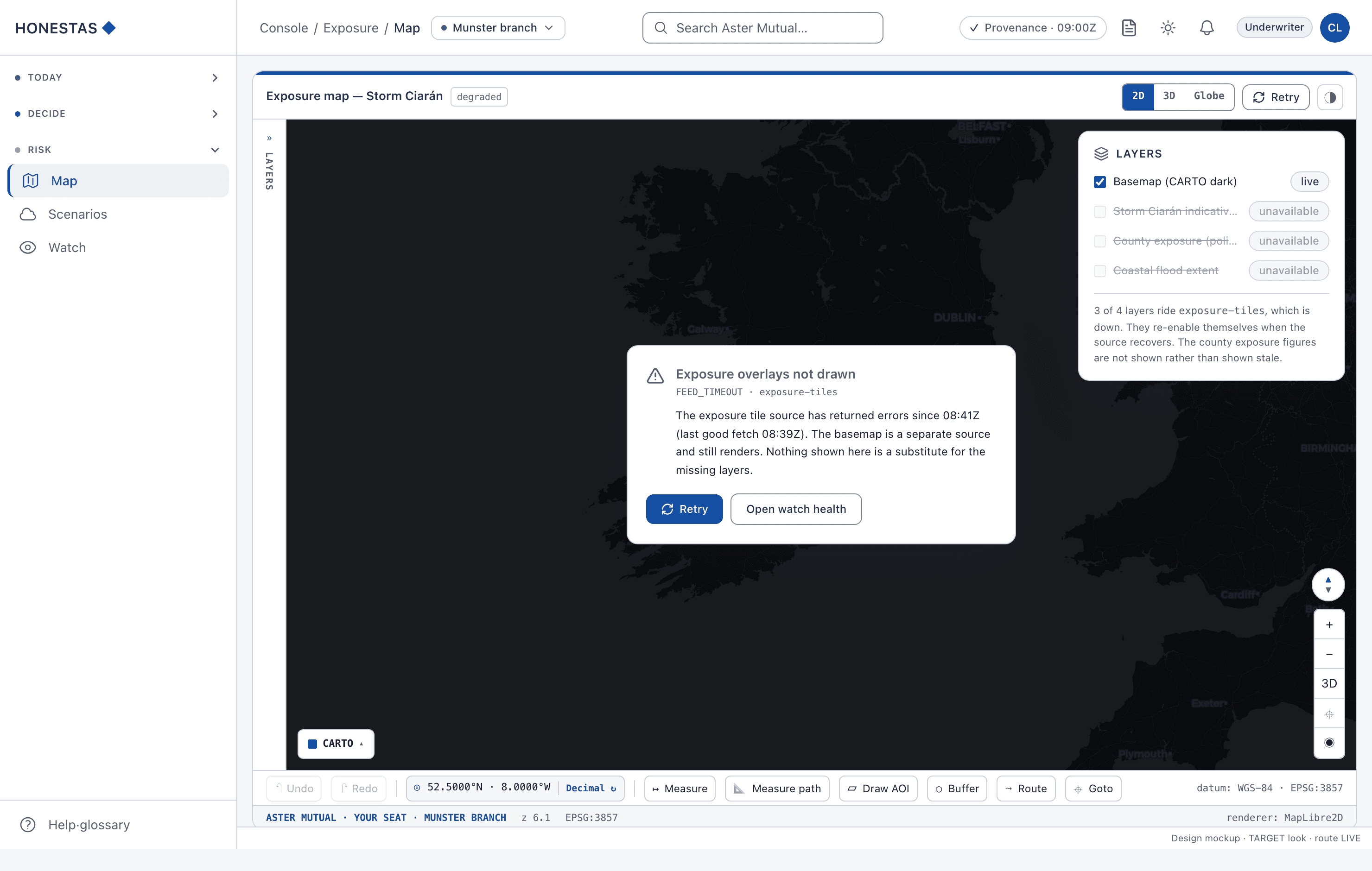 Exposure map — degraded