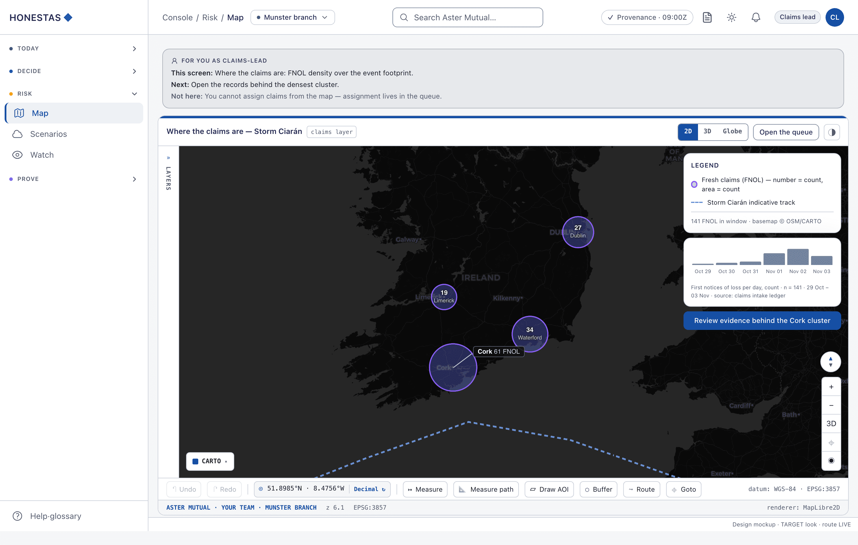 Exposure map — claims lead