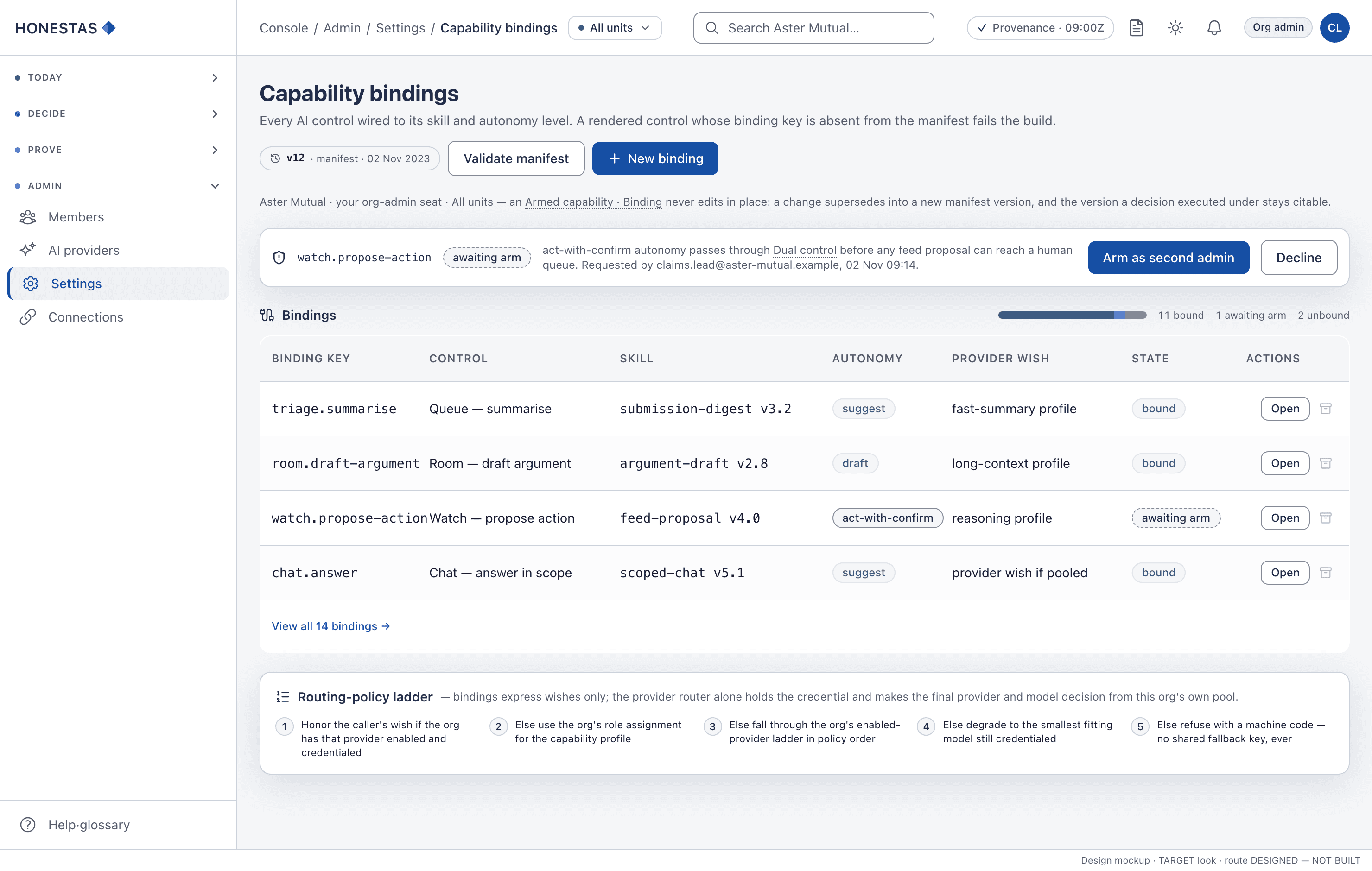 Capability bindings