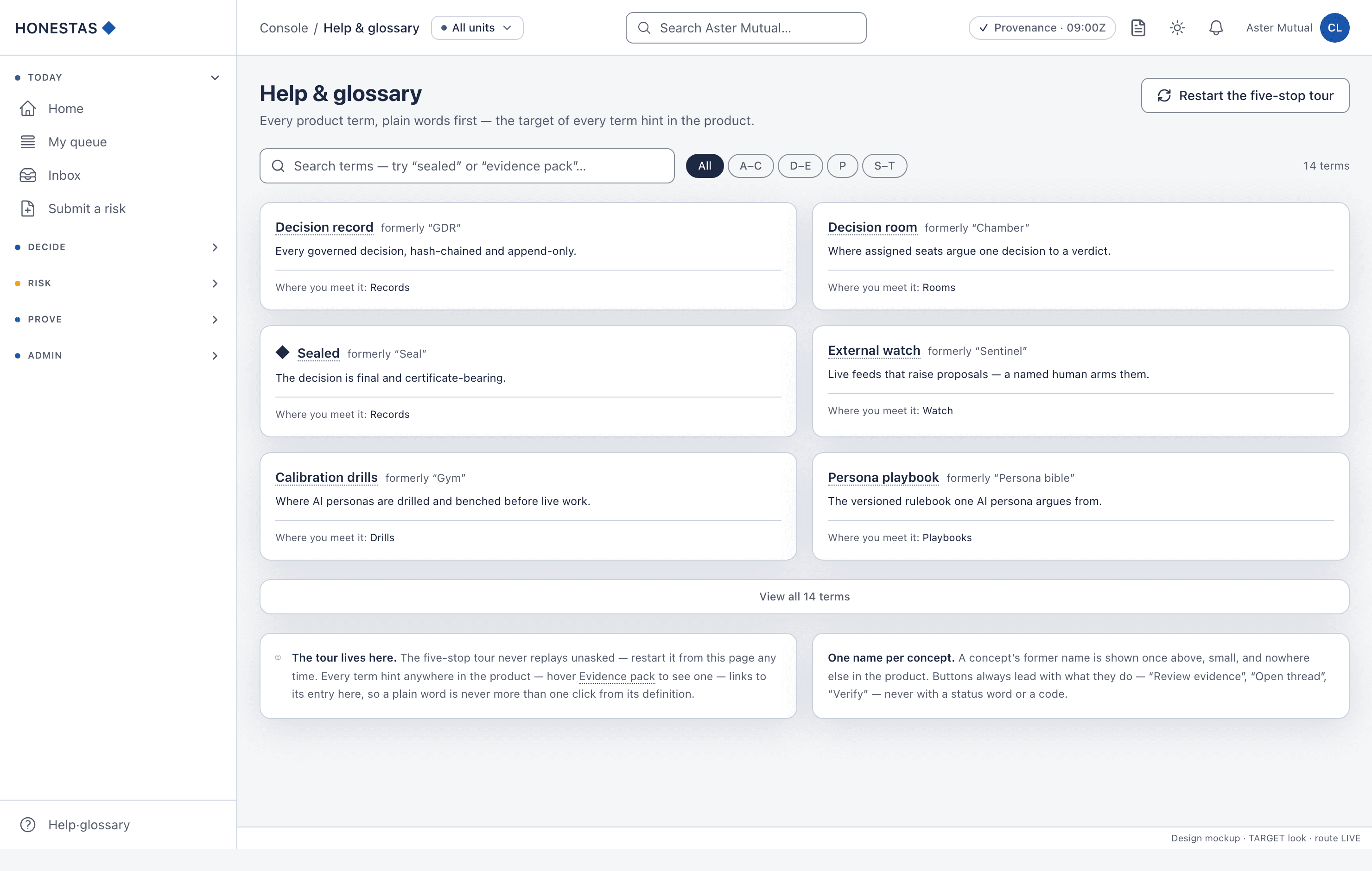 Help & glossary